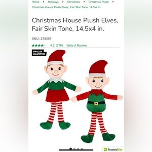 Plush Elves Fair Skin Tone, 36 elves assortment of boy and girl unopened